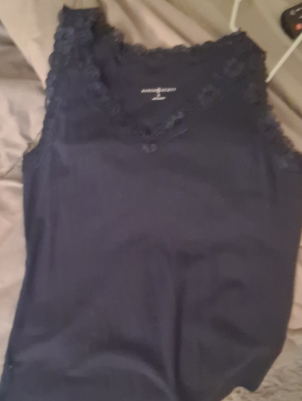 Karen Scott Navy Lace-Trim Camisole